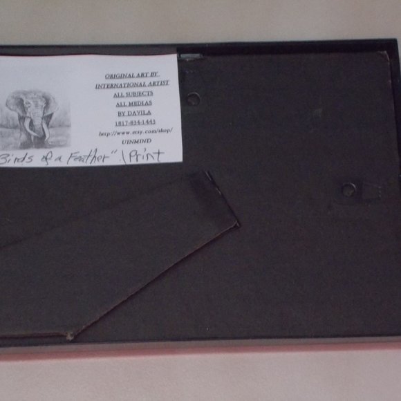 "Birds Of A Feather" print, matted & framed 7.5"x5.5" - Picture 3 of 3